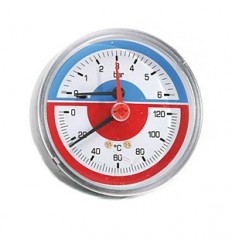 Pressure & Temperature Gauge Back Inlet 1/2" X 80mm