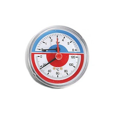 Pressure & Temperature Gauge Back Inlet 1/2" X 80mm