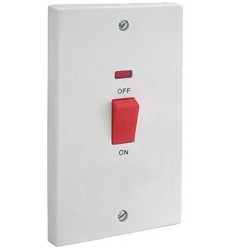 Electrical 45A Double Pole Switch With Neon (Tall Plate)