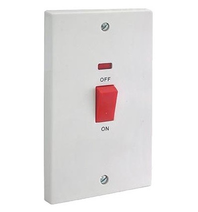 45A Double Pole Switch With Neon (Tall Plate)