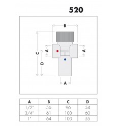 Caleffi Adjustable 1" Thermostatic Mixing Valve 40-60°C