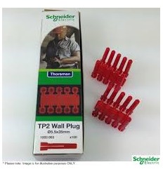 SCHNEIDER ELECTRIC Thorsman TP2 Red Wall Plugs 5.5mm x 35mm, Box of 100, 1003003