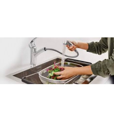 Grohe Eurosmart Low spout sink mixer with pull out spray
