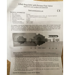 TPA GAS REGULATOR LR40 WITH EXCESS FLOW VALVE