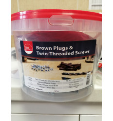 400 Brown Premium Plastic Plugs with Screws,Drill Bit & Driver Bits