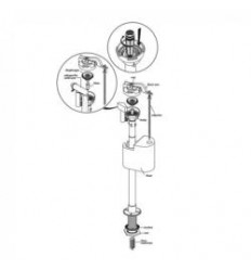 Universal Univalve In-Line Inlet Valve ~ 237mm Height ~ Bottom Supply. 