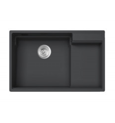 Thea Single Bowl Deep Inset Granite Sink with Drainer 5107MB – Matt Black 780 x 500mm