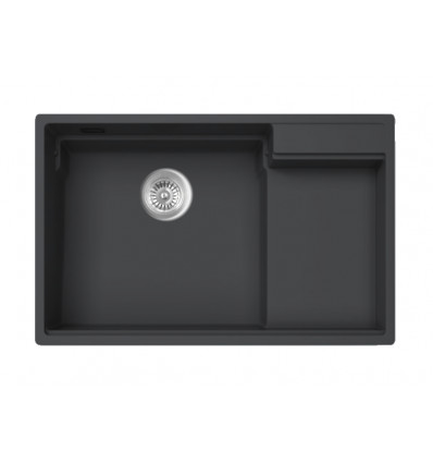 Thea Single Bowl Deep Inset Granite Sink with Drainer 5107MB – Matt Black 780 x 500mm