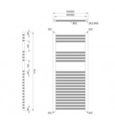 Sonas Straight Heated Towel Rail 1200 x 500mm – Chrome (STW125SCP)